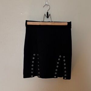 Stylish Black Skirt with Eyelet Detailing
